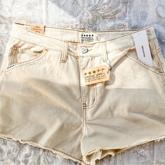 Five Star General Women’s Cutoff Denim Cream Carpenter Short - Picture 2 of 10